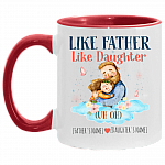 Personalized Like Father Like Daughter Uh Oh-Personalized Father's Day Gift Accent Mug, White/Red, 11 oz. Accent Mug