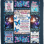From Daughter to My Mom Everything I Am You Helped Me to Be - Butterfly Fleece Blanket - Premium Sherpa Blanket, White, Cozy Plush Fleece Blanket - 50x60