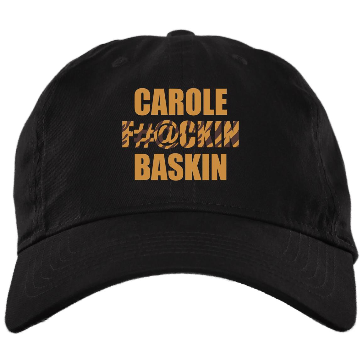 Tiger Carole Fu-Cking Baskin Twill Cap - High-Profile Snapback Hat - Trucker Hat, Black, Brushed Twill Dad Cap