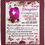 To My Daughter Everyday That You Are Not With Me Fleece Blanket - Premium Sherpa Blanket - Woven Blanket, Maroon, Cozy Plush Fleece Blanket - 50x60