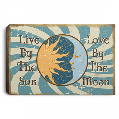 Live By The Sun Love By The Moon Couple Husband Wife Gallery Wrapped Framed Canvas Prints - Unframed Poster, White, 0.75'' Framed Canvas