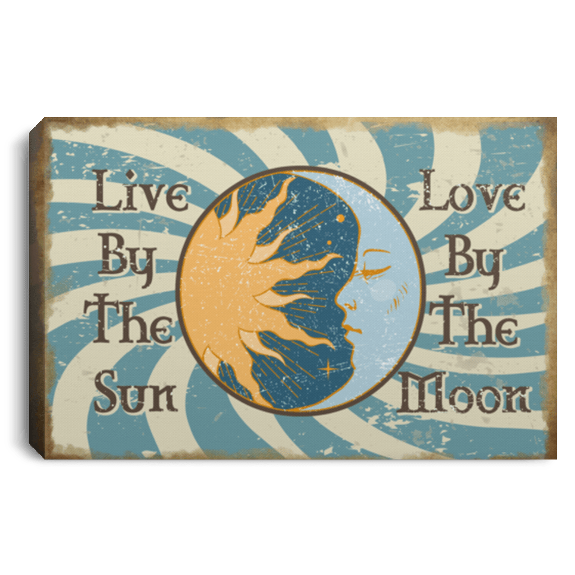 Live By The Sun Love By The Moon Couple Husband Wife Gallery Wrapped Framed Canvas Prints - Unframed Poster, White, 0.75'' Framed Canvas