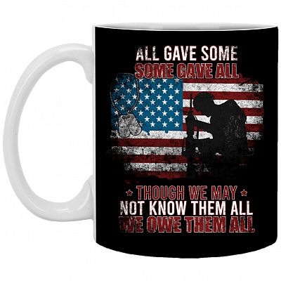 All Gave Some Some Gave All Veteran Ceramic Coffee Mug - Beer Stein - Water Bottle - Color Changing Mug, Black, 11 oz. White Mug