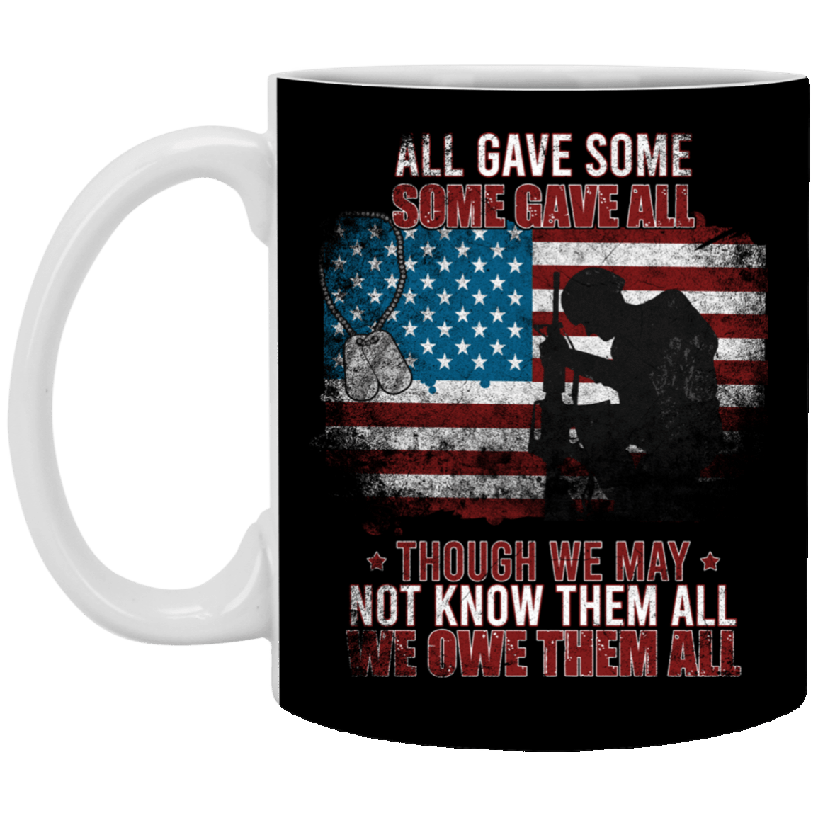 All Gave Some Some Gave All Veteran Ceramic Coffee Mug - Beer Stein - Water Bottle - Color Changing Mug, Black, 11 oz. White Mug