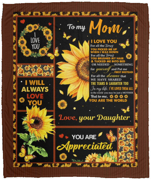 To My Mom I Love You For All The Times You Picked Me Up Fleece Blanket - Premium Sherpa Blanket, White, Cozy Plush Fleece Blanket - 50x60