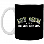 Boy Mom from Son Up to Son Down Ceramic Coffee Mug - Beer Stein - Water Bottle, Black, 11 oz. White Mug