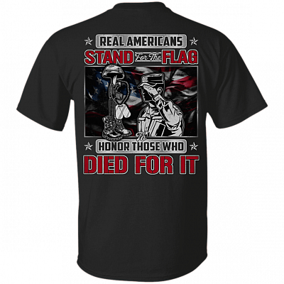 Alternative view of Stand For The Flag Honor Those Who Died For It T-Shirt - Patriot Veteran Front Back Shirt