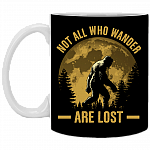 Not All Who Wander Are Lost - Bigfoot 2020 Ceramic Coffee Mug - Beer Stein - Water Bottle, Black, 11 oz. White Mug