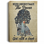 Never Underestimate The Power Of A Girl With A Book Framed Canvas Prints-Unframed Poster-Home Decor Wall Art