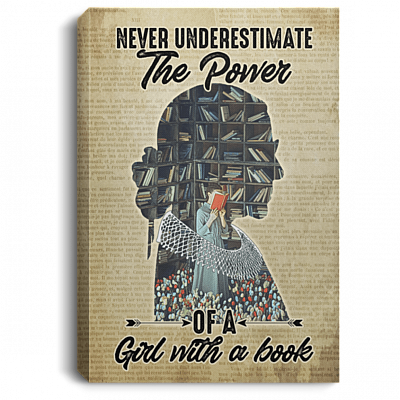 Never Underestimate The Power Of A Girl With A Book Framed Canvas Prints-Unframed Poster-Home Decor Wall Art