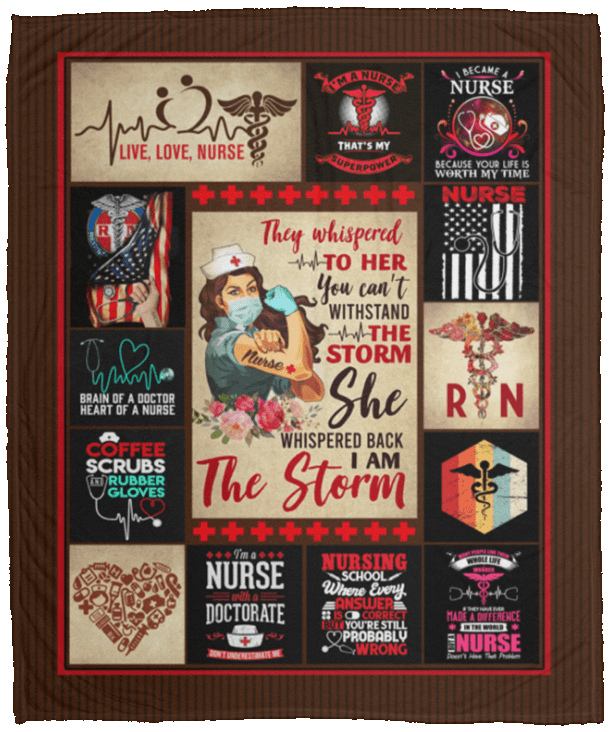 Nurse They Whispered to Her You Cannot Withstand The Storm Fleece Blanket - Premium Sherpa Blanket, White, Cozy Plush Fleece Blanket - 50x60