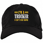 I'm a Trucker I Can't Stay Home Twill Cap - High-Profile Snapback Hat - Trucker Hat, Black, Brushed Twill Dad Cap