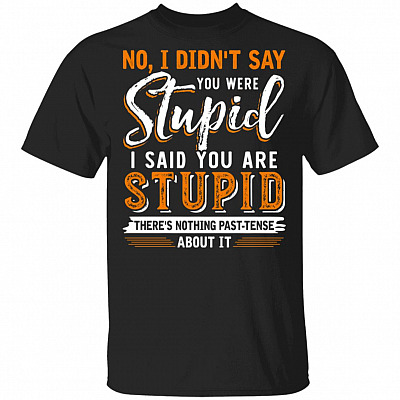 No I Didn't Say You Were Stupid I Said You Are Stupid There's Nothing Past-Tense About It Funny T-Shirt, Black, Unisex T-Shirt