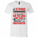 I Will Be Strong And Courageous T-Shirt - V Neck, White, V-Neck T-Shirt
