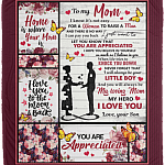 To My Mom I Know It's Not Easy For A Women To Raise A Man Love From Son Fleece Blanket - Premium Sherpa, White, Cozy Plush Fleece Blanket - 50x60