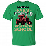 Born to Farm Forced Go to School Funny Tractor T-Shirt for Kids, Irish Green, Youth T-Shirt