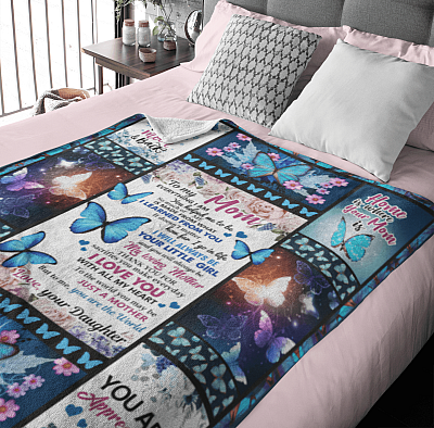 Alternative view of From Daughter to My Mom Everything I Am You Helped Me to Be - Butterfly Fleece Blanket - Premium Sherpa Blanket