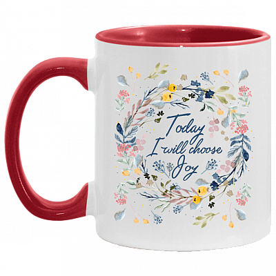 Today I Choose Joy Floral Accent Mug, White/Red, 11 oz. Accent Mug