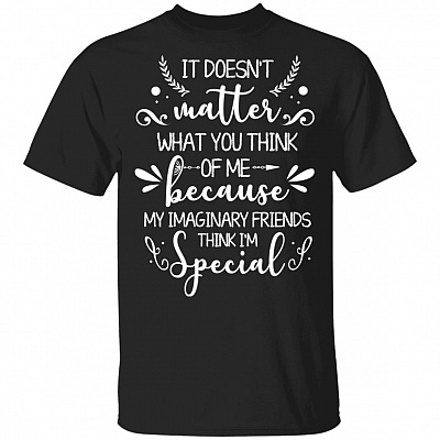 It Doesnt Matter What You Think Of Me Because My Imaginary Friends Think I'm Special T-Shirt - Funny Saying Shirt