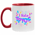 I Hate Tpyos Accent Mug - Funny Ceramic Coffee Mug, White/Red, 11 oz. Accent Mug