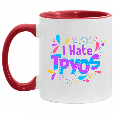 I Hate Tpyos Accent Mug - Funny Ceramic Coffee Mug, White/Red, 11 oz. Accent Mug