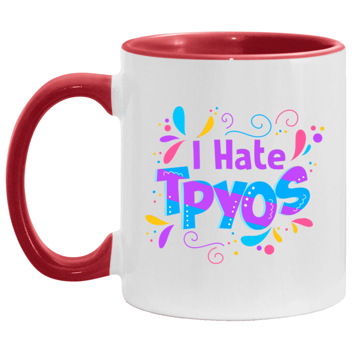 I Hate Tpyos Accent Mug - Funny Ceramic Coffee Mug, White/Red, 11 oz. Accent Mug