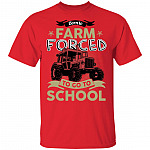 Born to Farm Forced Go to School Funny Tractor T-Shirt for Kids, Red, Youth T-Shirt