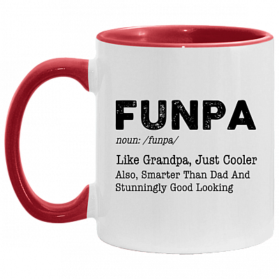 Funpa Definition Fun Grandpa Ceramic Accent Mug - Father's Day Grandfather Gift Mug, White/Red, 11 oz. Accent Mug