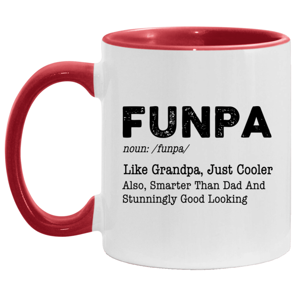Funpa Definition Fun Grandpa Ceramic Accent Mug - Father's Day Grandfather Gift Mug, White/Red, 11 oz. Accent Mug