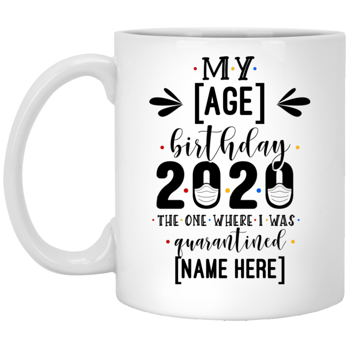 Personalized My Birthday the One Where I Was Quarantined Ceramic Coffee Mug - Beer Stein - Water Bottle, White, 11 oz. White Mug