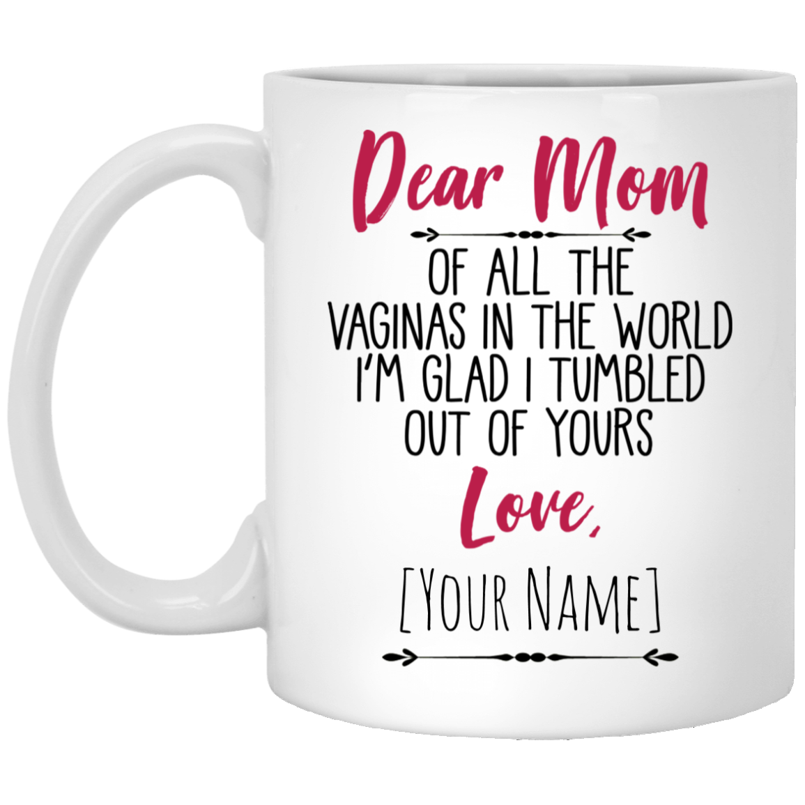 Dear Mom Of All The Vaginas In The World I Tumbled Out Of Yours Love Personalized Name Coffee Mug - Color Changing Mug, White, 11 oz. White Mug