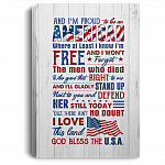 Proud To Be An American Where At Least I Know I'm Free Gallery Wrapped Framed Canvas Prints, White, 0.75'' Framed Canvas