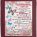 To My Granddaughter Always Remember How Much I Love You - Love Grandma Grandpa Fleece Blanket-Premium Sherpa Blanket