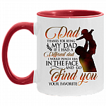 Thanks For Being My Dad Accent Mug - Funny Daddy Mug From Your Favorite Kid - Best Dad Birthday Gifts, White/Red, 11 oz. Accent Mug