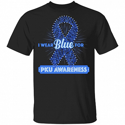 I Wear Blue for PKU Awareness T-Shirt - Blue Ribbon Shirt