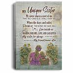 My Sister Shares A Part Of Me Gallery Wrapped Framed Canvas Prints - Unframed Poster - Home Decor Wall Art, Gray, 0.75'' Framed Canvas