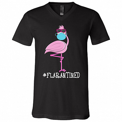 Flarantined Funny Flamingo Quarantined Covi 2020 T-Shirt - V-Neck Shirt