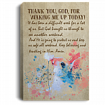 Thanks God For Waking Me Up Gallery Wrapped Framed Canvas Prints - Unframed Poster - Home Decor Wall Art, White, 0.75'' Framed Canvas