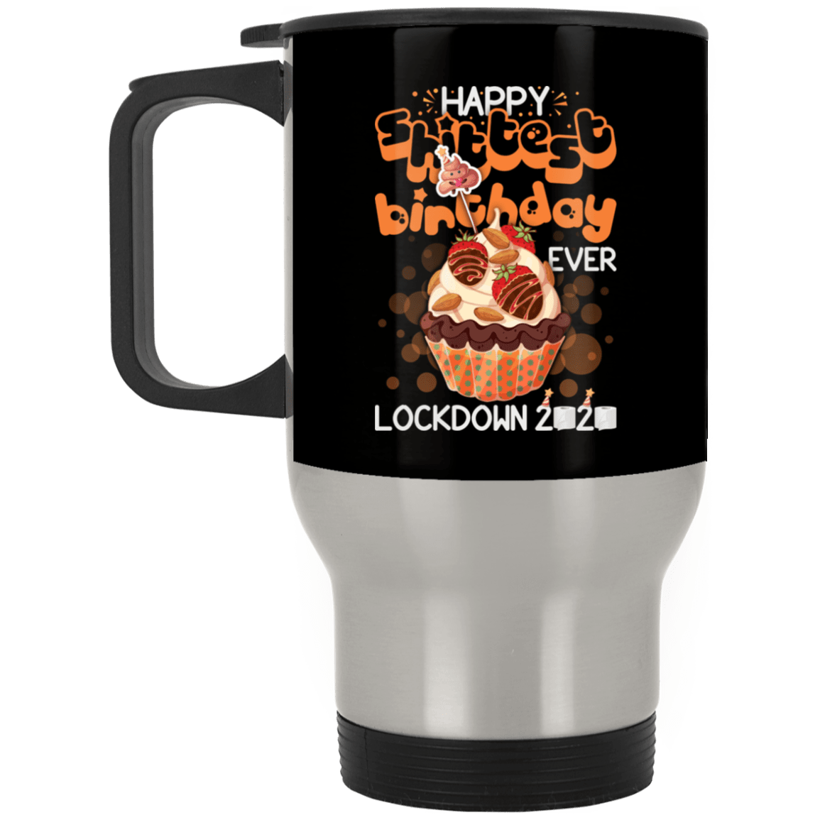 Birthday Lockdown Mug, Black, 14 oz. Silver Travel Mug