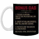 Bonus Dad Definition Ceramic Coffee Mug - Father's Day Dad Gift Color Changing Mug, Black, 11 oz. White Mug