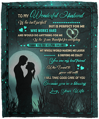 To My Wonderful Husband Helping Balance My World Fleece Blanket - Premium Sherpa Blanket - Woven Blanket, White, Cozy Plush Fleece Blanket - 50x60