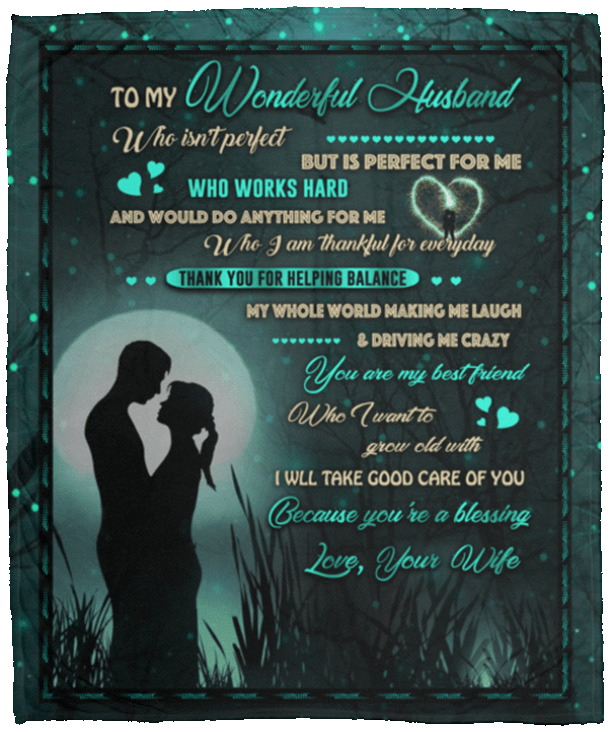 To My Wonderful Husband Helping Balance My World Fleece Blanket - Premium Sherpa Blanket - Woven Blanket, White, Cozy Plush Fleece Blanket - 50x60