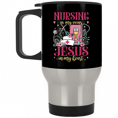 14 oz. Silver Travel Mug