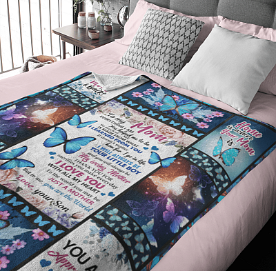 Alternative view of From Son to My Mom Everything I Am You Helped Me to Be - Butterfly Fleece Blanket - Premium Sherpa Blanket