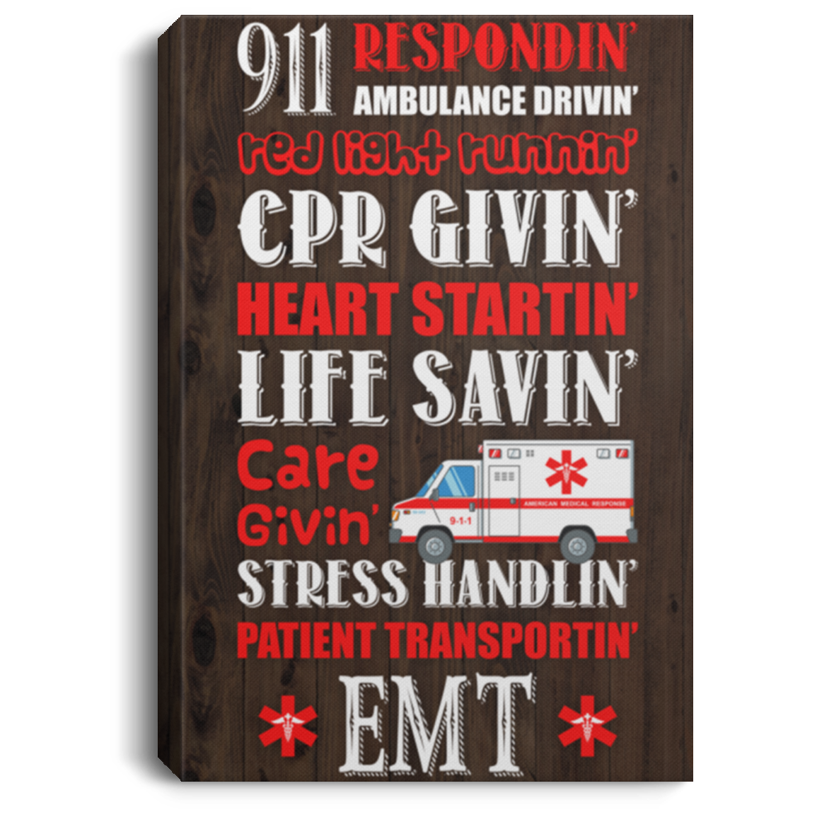 911 Responding Gallery Wrapped Framed Canvas Prints - Home Decor Wall Art, White, 0.75'' Framed Canvas