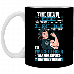 The Female Police Officer Replies I'm The Storm Ceramic Coffee Mug - Water Bottle - Color Changing Mug, Black, 11 oz. White Mug