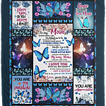 From Son to My Mom Everything I Am You Helped Me to Be - Butterfly Fleece Blanket - Premium Sherpa Blanket, White, Cozy Plush Fleece Blanket - 50x60