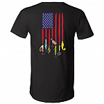 American Flag Fishing Print on Back T-Shirt - V-Neck Tee, Black, V-Neck T-Shirt American Flag Fishing Print on Back T-Shirt - V-Neck Tee, Black, V-Neck T-Shirt