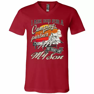 I Asked God For A Camping Partner T-Shirt - He Sent Me My Son Shirt Dad Son Camping Lover Happy Camper Shirt