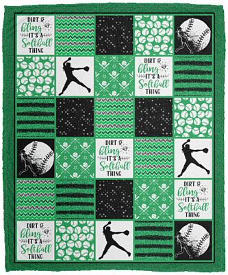 Dirt And Bling It's A Softball Thing Meme Fleece Blanket - Softball Fastpitch Life Quote Sherpa Woven Blanket